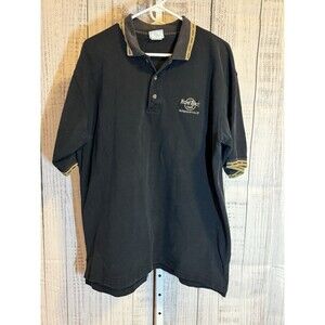 Hard Rock Cafe Niagara Falls Canada Polo Shirt Mens XL Black Cotton VGUC